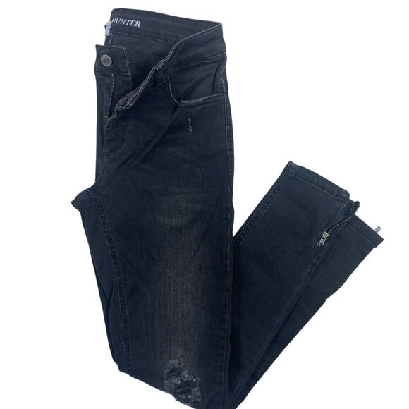 DENIM HUNTER distressed 5 pocket  black skinny jeans  size 29 - Picture 12 of 16